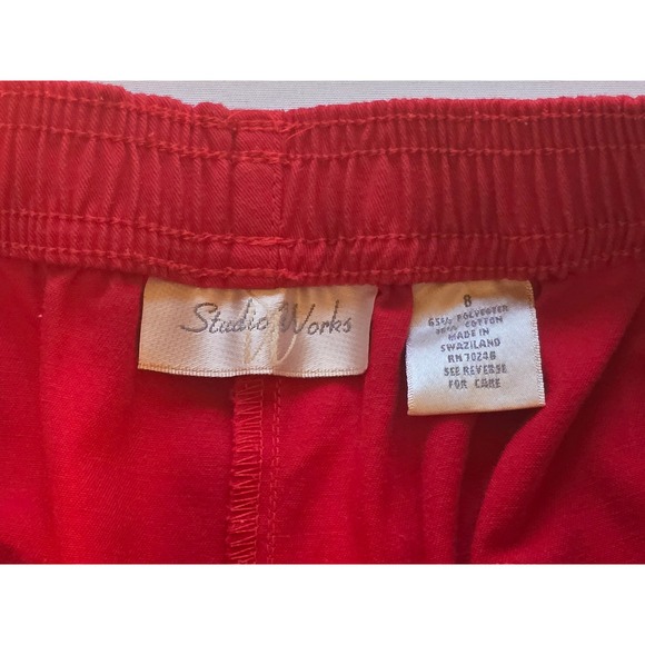 Studio Works Red Cotton Blend Lounge‎ Pants Womens Size 8 Drawstring Wide Leg - Picture 4 of 4